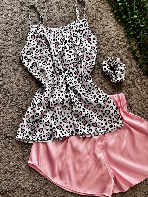 ست تاپ و شورتک زنانه طرح پلنگی