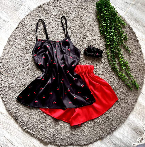 تاپ شلوارک ساتن البالویی