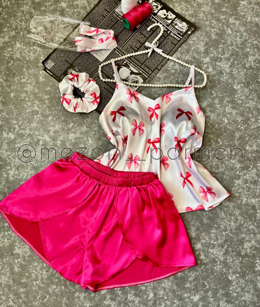 تاپ و شورتک ساتن پرمه